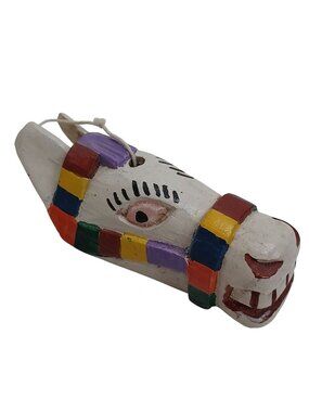 Handmade Mexican Wooden Folk Art Horse Mask Wall Hanging Decor Ornament 5"